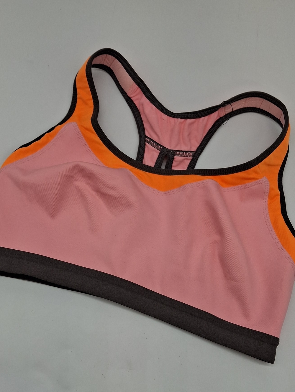Victoria's Secret Colorblock Racerback Sports Bra Pink Orange L